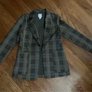 H&M Brown and Cream Blazer Tailored Suit Jacket